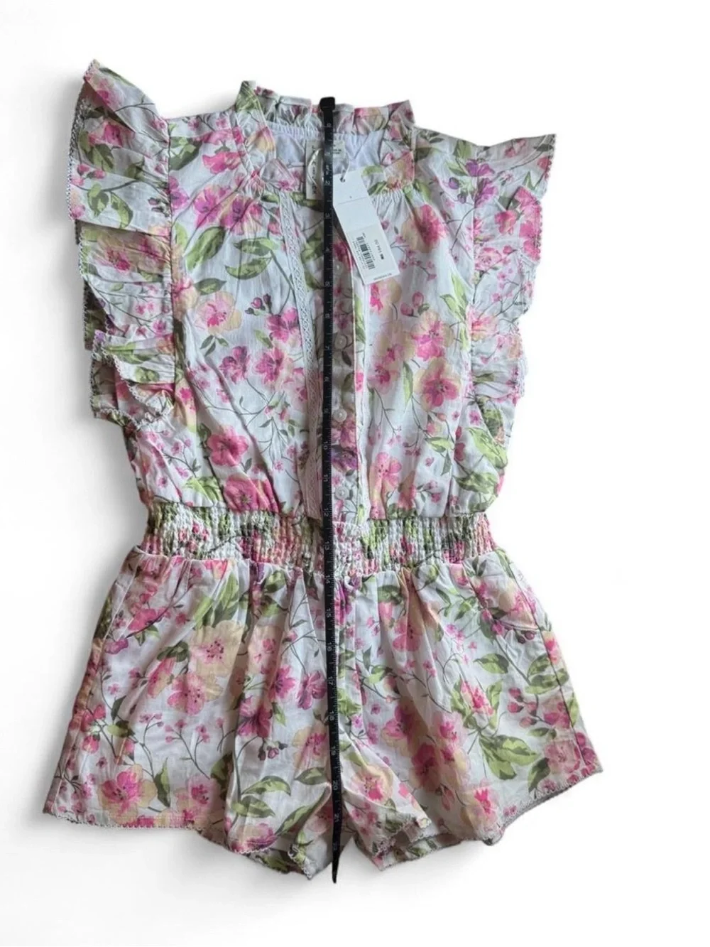 Janie and Jack Girls Size 6 Floral Smocked Romper NWT